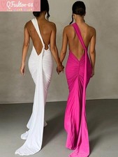 Shoulder Backless Maxi Dress Women Gown Summer Back Strap Sleeveless