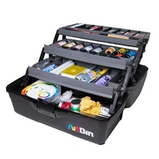  3-Tray Art Supply Box Versatile Organizer for Brushes, Paints, Three Tray