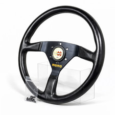 MOMO Veloce 34 350mm Leather Steering Wheel 1994 White Corse Horn JDM Rare