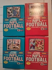 (4) boxes 1990 Score Football Box  two each  series 1 & 2 36 packs CASE FRESH