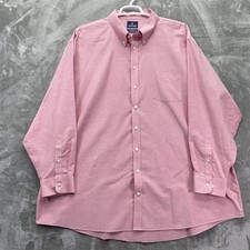Stafford Shirt Men size 20 Big 36-37 Red Travel wrinkle free oxford Dress work