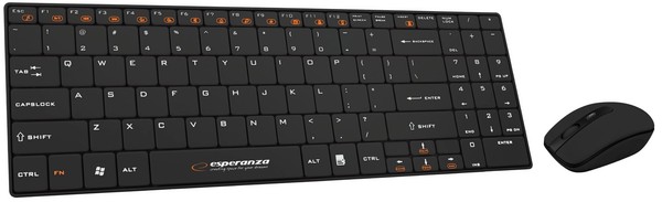 Esperanza Liberty 2.4Ghz Funk Tastatur Maus Set Kabellos Multimedia Usb Schwarz-image