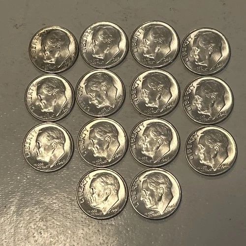 14 -1946 S Gem BU Silver Roosevelt Dimes 90 %-  1 Oz Silver. Low Mintage-27,900