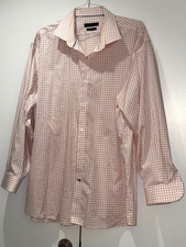Tommy Hilfiger TH Flex Shirt Mens XL Orange Blue Check Stretch Regular Fit B