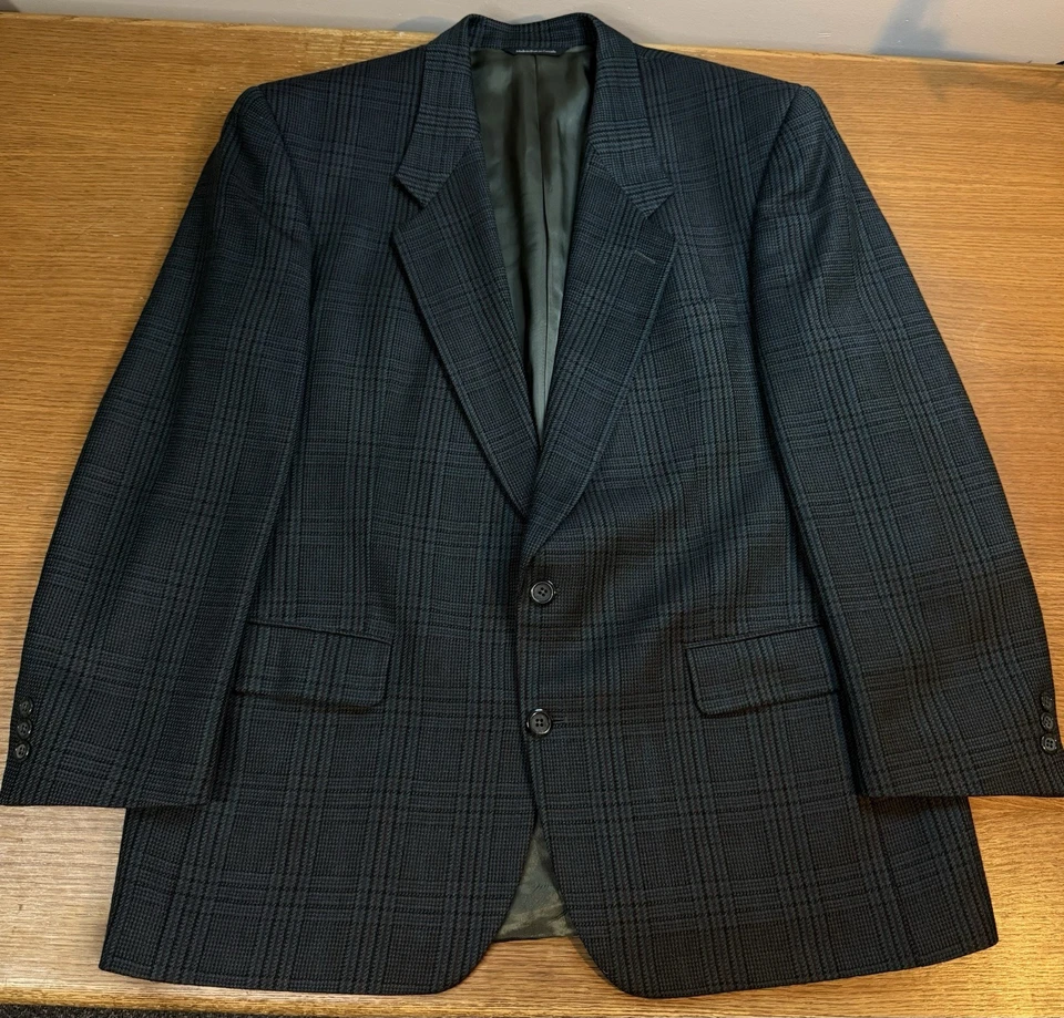 Chaqueta Savile Row Overcheck para Hombres 46R Verde Tartán Abrigo Deportivo Blazer Preppy Foto 3 de 4