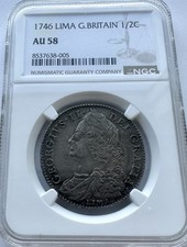 1746 Halfcrown LIMA NGC AU58 - George II British Silver Coin*746