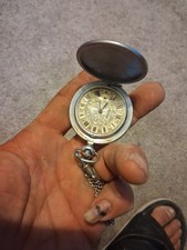 Vintage Molnija Russian USSR Pocket Watch Roman Numbers FOR PARTS NOT WORKING