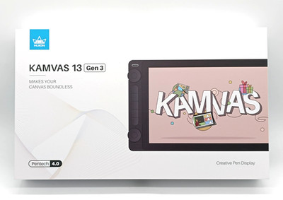 HUION Kamvas 13 Gen 3 Grafiktablett mit Display, 13,3 Zoll PenTech 4.0 - Schwarz
