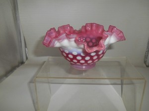Fenton Cranberry Coin Dot Vase | eBay