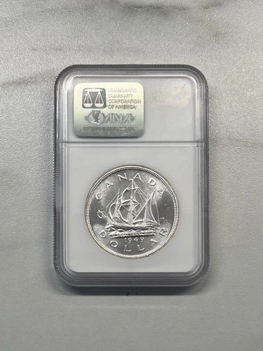 1949 Canada Silver Dollar Uncirculated NGC MS65 'Newfoundland' Sailing Ship