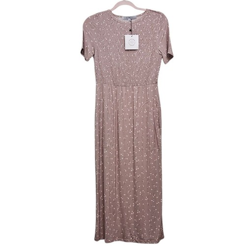 The Main Street Exchange Midi Dress XS Bamboo Ditsy Floral Smocked Modest Boho
