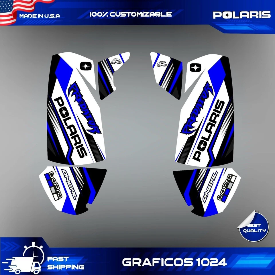 polaris predator 500 graphics decals stickers full kit atv wrap quad predator500 - Image 2 of 4