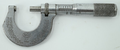 Vintage Fowler Helios Outside Micrometer 0-1'' Range .0001'' Grads Carbide Germany