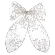 1 PCS Lace White Hair Bow, White Bow for Hair Clips, Lace Tulle Hair Bows wit...