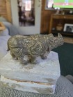 RARE VTG.  PLASTER MOLD WITH PAPER MACHE RHINOCEROS/RHINO FIGURE  3.5" L X 2" W — photo 5