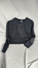 Nike Women s Crop Sweatshirt Grey With Glitter Nike Logo Size Small