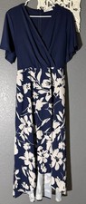 Jasambac Navy and White Floral Wrap Dress with Pockets Size XL