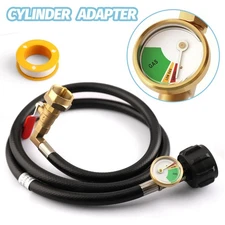 1LB To 20LB Propane Refill Adapter Extension Hose With Gauge On-Off Control 40''