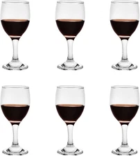120ML 4 Ounce Set of 6 Classic Red Wine Glasses Durable Clear White Lead Free N