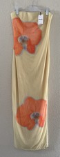 Showpo Women’s US 10 Aretta Midi/Maxi Dress Yellow Orchid Print Strapless +Slit