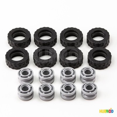 Lot of 8 LEGO 11x8mm Wheel Rim Center Groove 42610 / 17.5x6mm Tire