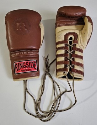 Ringside Heritage Laced Professional Sparring Gloves Brown Leather 14oz Medium 