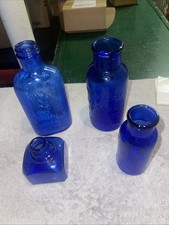1920's Cobalt Blue Bottles Lot Of 4 Excellent Condition, See Description