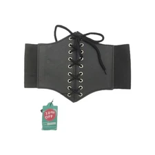 Jasgood99 Women’s Small Black Lace-Up Elastic Corset Tied Waspie Waist Belts