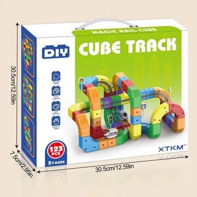 Train Cube Magique 51 Pièces – Circuit 3D Électrique Rechargeable USB – Jouet De Construction Défiant La Gravité – Dès 3 Ans