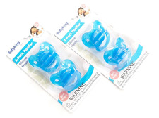 SET OF 2 PACKS 4 PACIFIERS BABY KING BLUE SILICONE BINKY 0 MONTHS BPA FREE