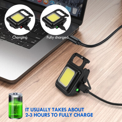 Mini COB Flashlights 800 Lumens Bright Rechargeable Keychain - Foto 7