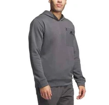 adidas Men’s Fleece Pullover Hoodie Kangaroo Pocket Logo Sweatshirt S-2XL Gray B