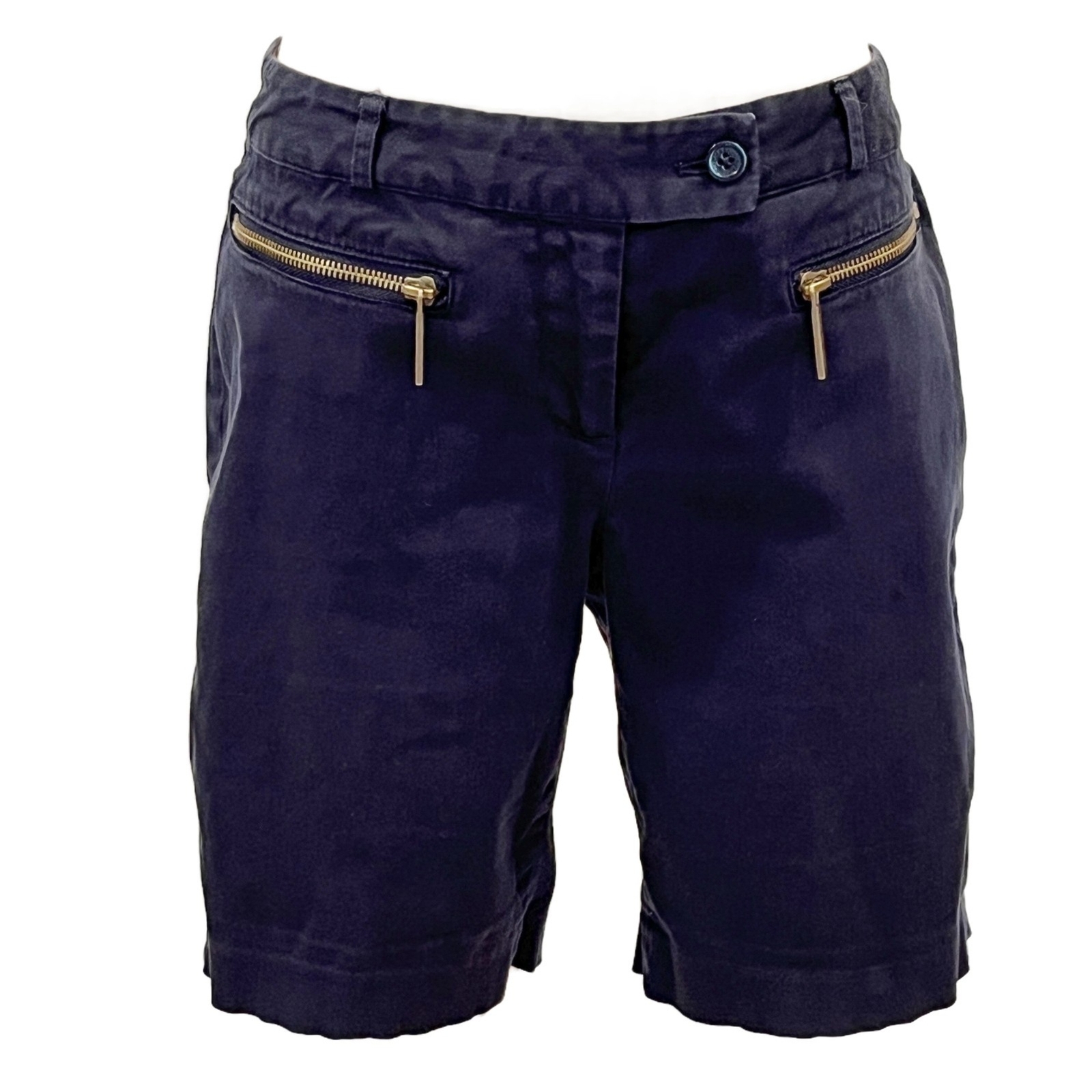 Michael Kors Navy Blue Shorts Size 4 Zip Pockets 8" inseam Summer Vacation thumbnail 2