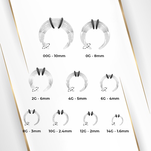 Klare Acryl Pincher Septum C Form Büffel Hufeisen Kegel einzeln verkauft - Bild 1 von 16