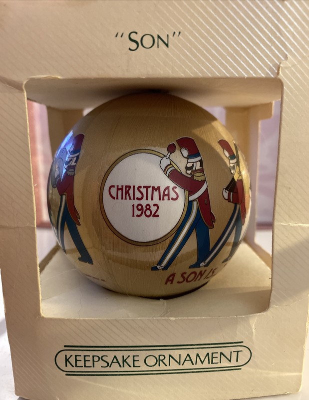 Hallmark 1982 “Son” Satin Unbreakable Christmas Ornament New/Box