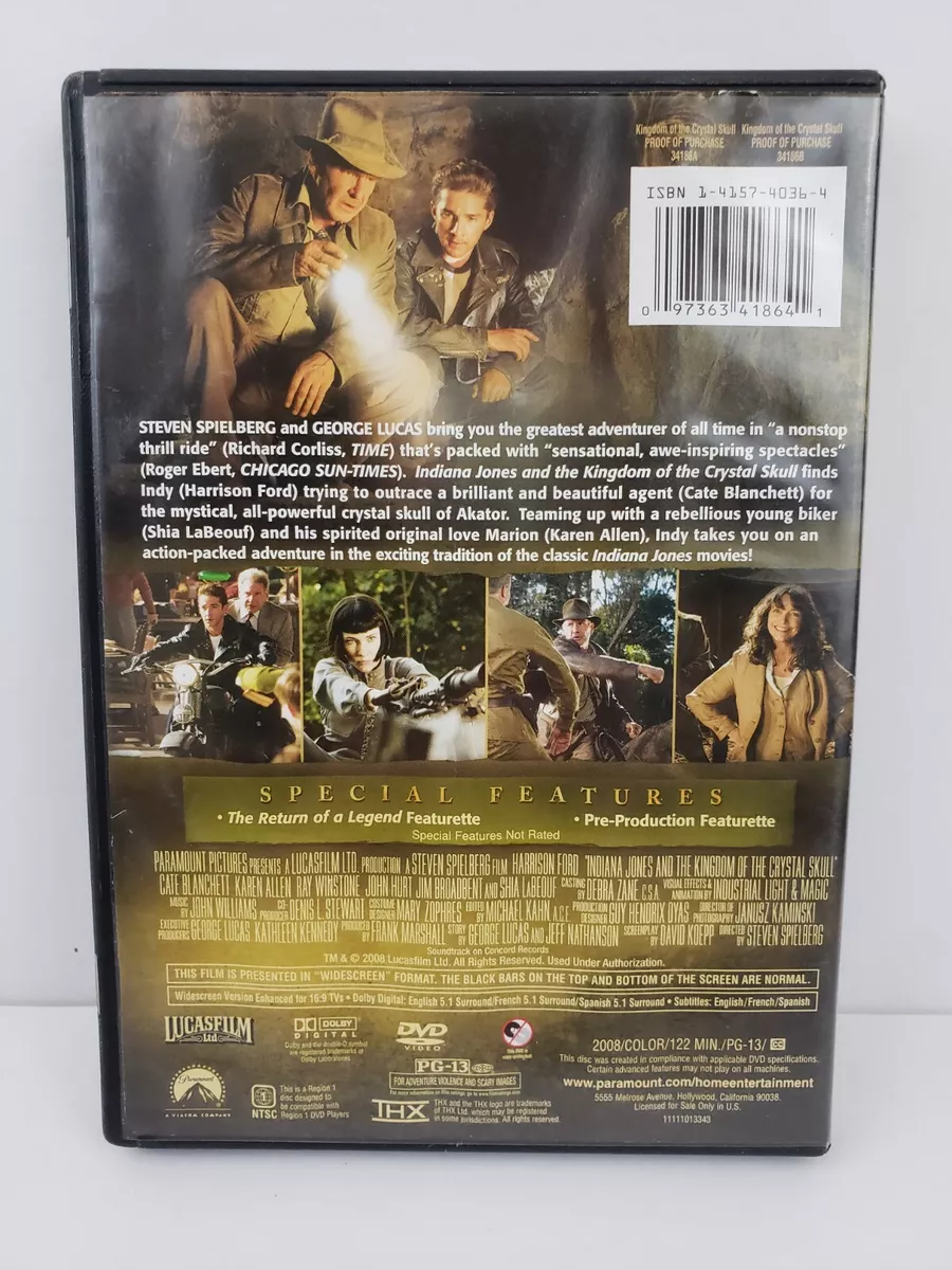 Indiana Jones and the Kingdom of the Crystal Skull (DVD, 2008) Pre Owned  97363418641