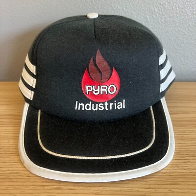 Vintage Pyro Industrial 3 Stripe Snapback Hat Foam Trucker Cap Mesh San Sun