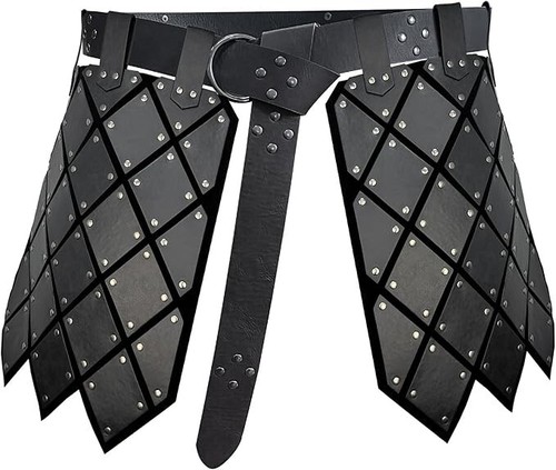 HiiFeuer Medieval Faux Leather Thigh Armor, Retro Double Faulds (Waist Armour) - Picture 4 of 5