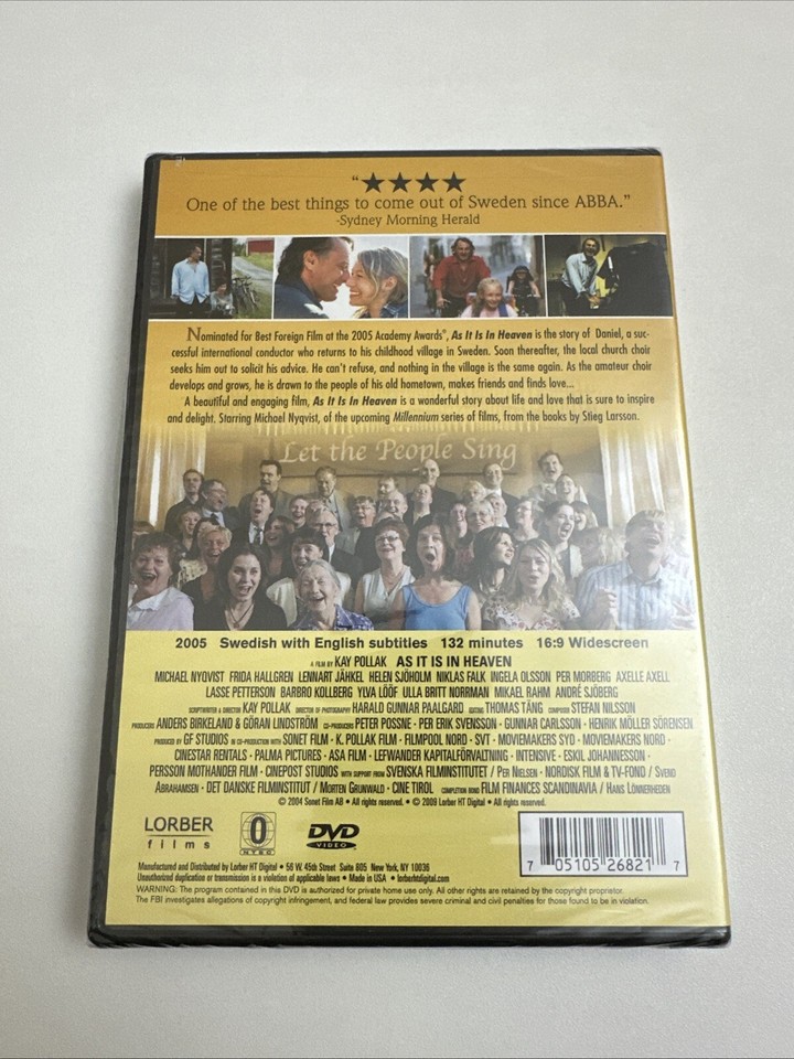 As It Is in Heaven (DVD, 2004) New - Swedish Film 705105268217| eBay