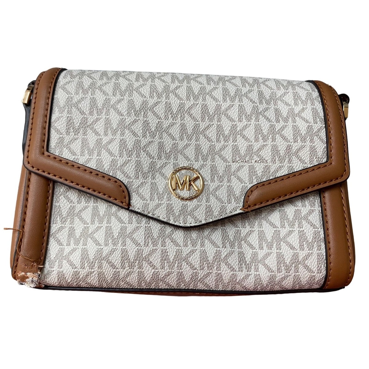 Michael Kors Women's Logo Freya Small Crossbody Vanilla & acorn