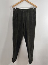 Eurex Comfort Line Pants Mens 34 X 30 Olive Corduroy  Flat Front Casual