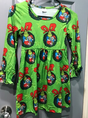 NEW Dr Seuss Grinch Green Tunic Dress Girls 3X Boutique Buttery soft