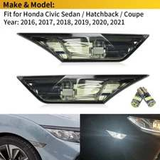 Smoked Side Marker Lamp Turn Signal Light W/ Led Bulbs For 2016-2021 Honda Civic