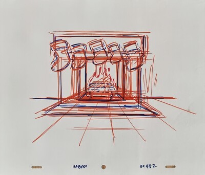 Seltene Simpsons TV Show Original Hintergrund Animation Kunst Cel Zeichnung Simpson #75