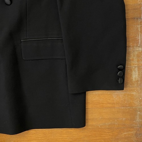 Vintage Mens Double Breasted Tuxedo Blazer Size 44R 1980s Black Sport Coat - Picture 4 of 7