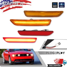 For 2010-2014 Ford Mustang Amber Front & Red Rear LED Bumper Side Marker Lights