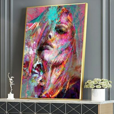 Abstract Colorful Women Canvas Painting Graffiti Art Posters Prints Wall Picture