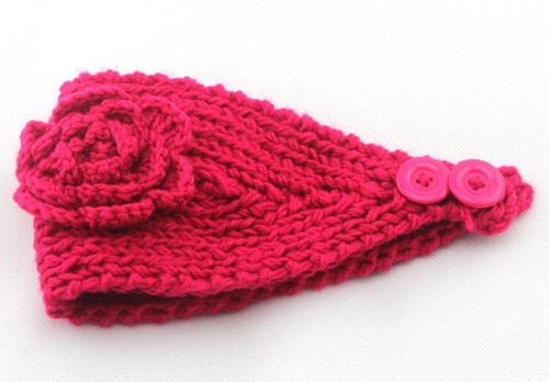 Fascia per capelli XL donna invernale elegante floreale maglia lana paraorecchie - Foto 9 di 16
