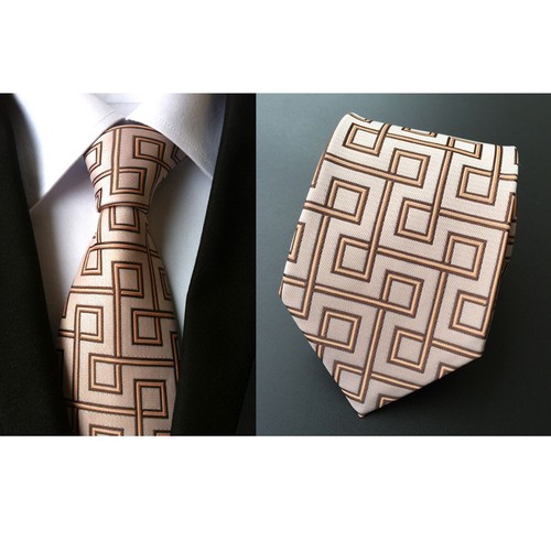 Men Stripe Grid Check Geometric Polka Dot Wavy Wedding Necktie 8CM Wide Tie - Picture 20 of 70