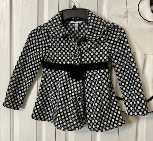 Fleece Jacket Kids Headquarters Girls Coats Sz 5 Set of 2 Black White Ruffle Bow - Picture 6 of 11